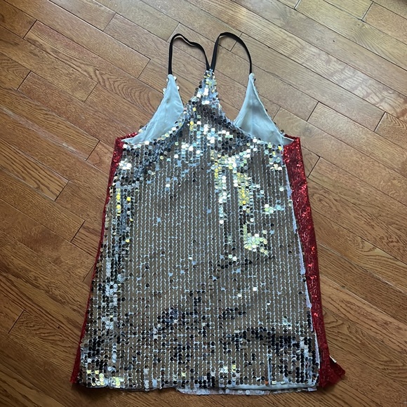 Silver Sequin Mini Dress - Holiday Party - New Years Eve - Evening Wear - Picture 2 of 4